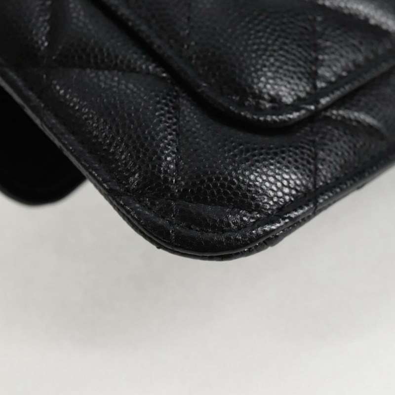 【日本直送】香奈兒 (CHANEL) 菱格紋鏈條肩背包，魚子醬紋皮革，黑色，CC標誌，正品編號127322SAM-15