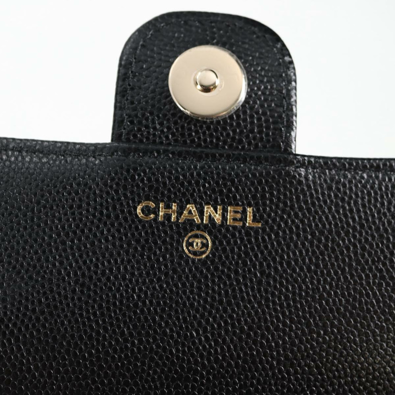 【日本直送】香奈兒 (CHANEL) 菱格紋鏈條肩背包，魚子醬紋皮革，黑色，CC標誌，正品編號127322SAM-18