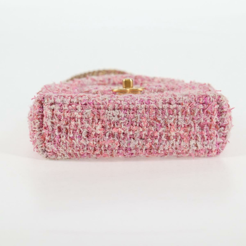 【日本直送】香奈兒鏈條肩背包，斜紋軟呢粉紅金色雙C標誌，貨號127553SM-4