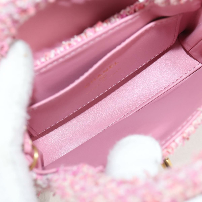 【日本直送】香奈兒鏈條肩背包，斜紋軟呢粉紅金色雙C標誌，貨號127553SM-9