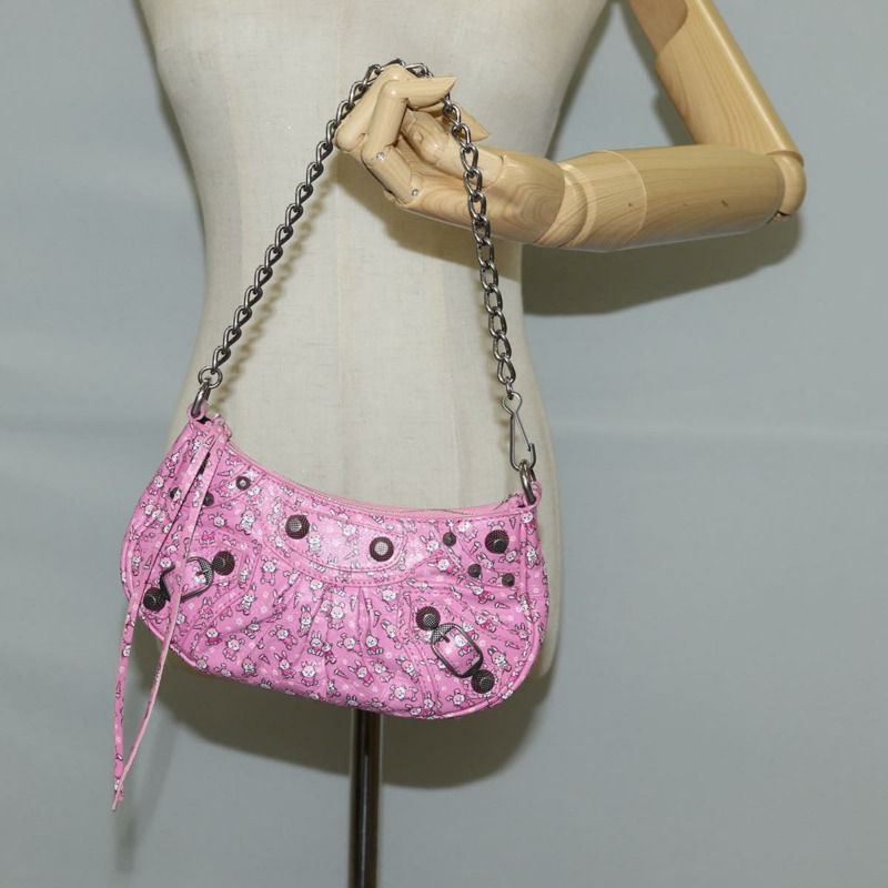 【日本直送】BALENCIAGA luka Goal 手袋 皮革 2way 粉紅色銀色 695814 正品 126245SM-24