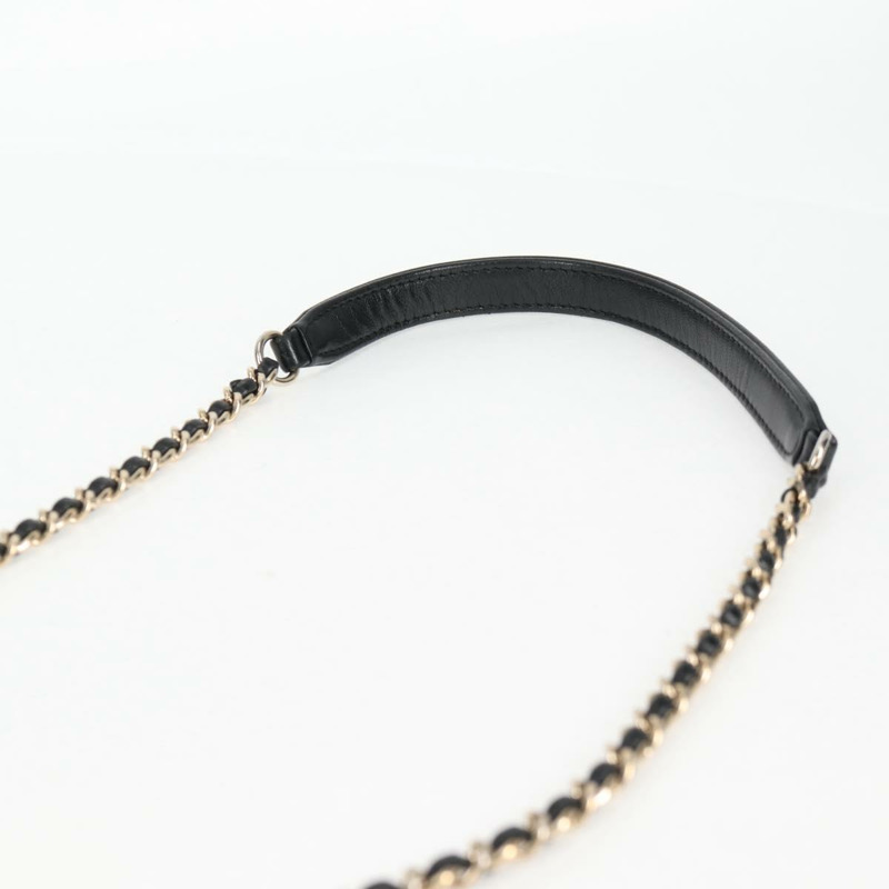 【日本直送】香奈兒 (CHANEL) 絎縫鏈條肩背包，羊皮材質，黑色，金色雙C標誌，正品編號 127542SAM-7