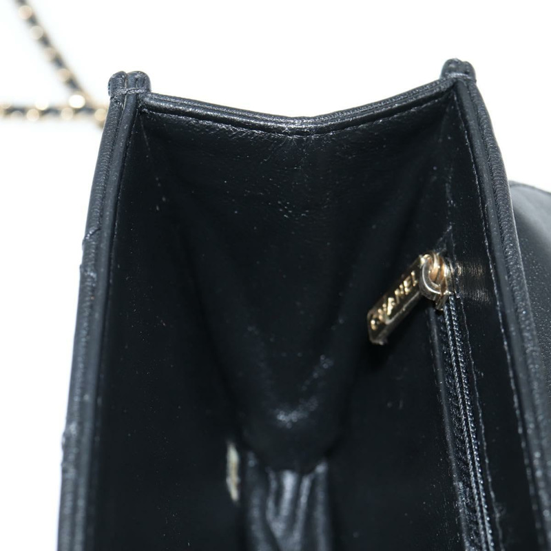 【日本直送】香奈兒 (CHANEL) 絎縫鏈條肩背包，羊皮材質，黑色，金色雙C標誌，正品編號 127542SAM-19