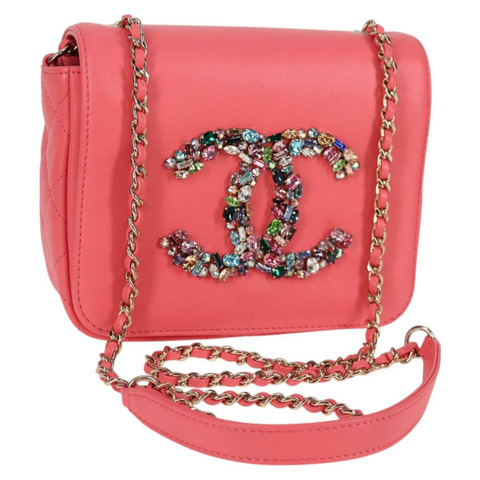 香奈兒 (CHANEL) Matelasse Bijoux 鏈條肩背包，羊皮材質，粉紅金色雙C標誌，貨號 127511SM