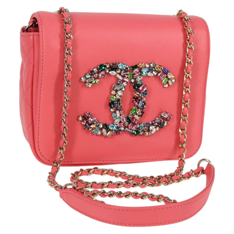 【日本直送】香奈兒 (CHANEL) Matelasse Bijoux 鏈條肩背包，羊皮材質，粉紅金色雙C標誌，貨號 127511SM-0