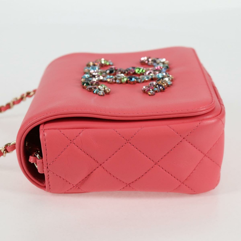 【日本直送】香奈兒 (CHANEL) Matelasse Bijoux 鏈條肩背包，羊皮材質，粉紅金色雙C標誌，貨號 127511SM-2