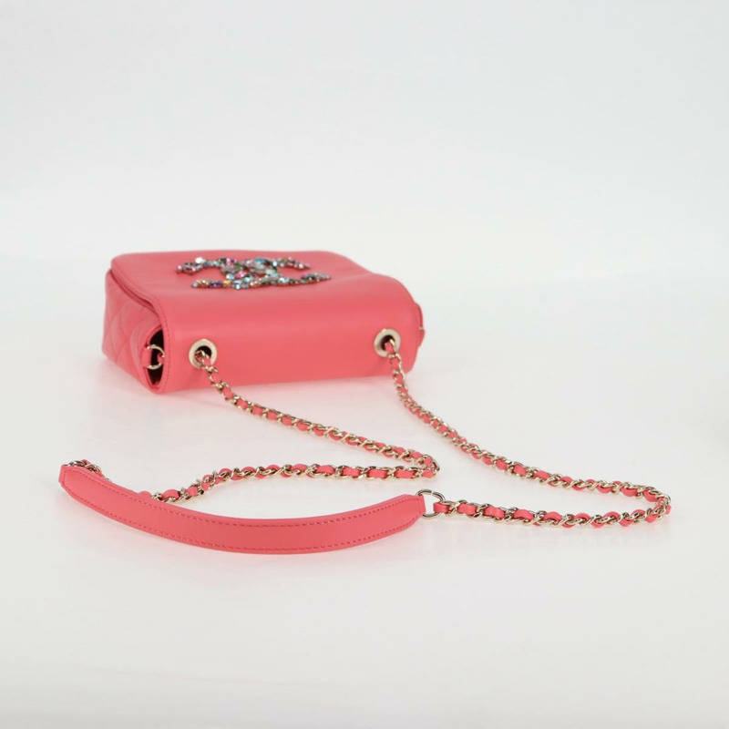 【日本直送】香奈兒 (CHANEL) Matelasse Bijoux 鏈條肩背包，羊皮材質，粉紅金色雙C標誌，貨號 127511SM-6