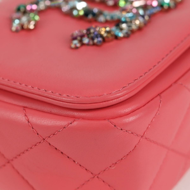 【日本直送】香奈兒 (CHANEL) Matelasse Bijoux 鏈條肩背包，羊皮材質，粉紅金色雙C標誌，貨號 127511SM-13