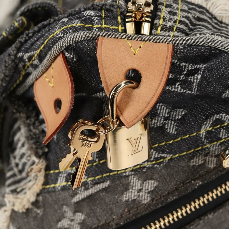 【日本直送】路易威登 Monogram Denim Patchwork Speedy 30 手袋 灰色 M95381 LV Auth ki5785SM-21