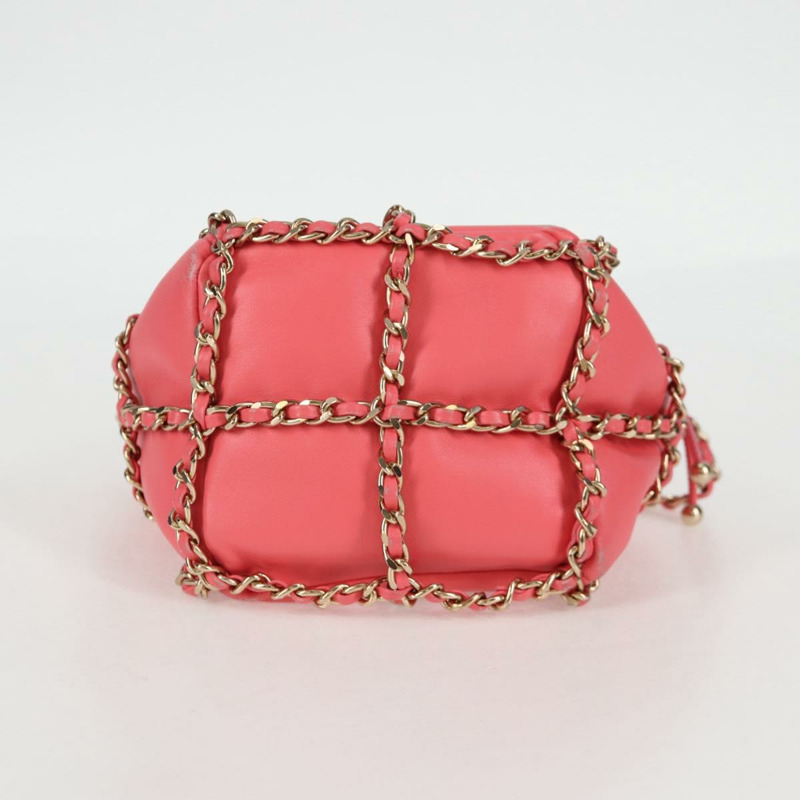 【日本直送】香奈兒鏈單肩包 羊皮 粉紅色 金 CC 標誌 正品 126608SAM-5