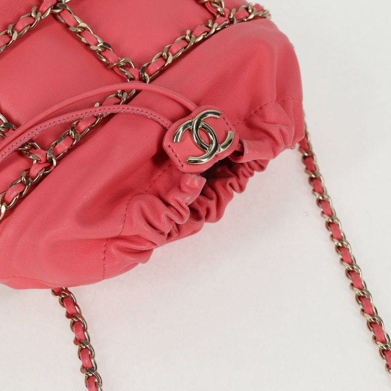 【日本直送】香奈兒鏈單肩包 羊皮 粉紅色 金 CC 標誌 正品 126608SAM-6