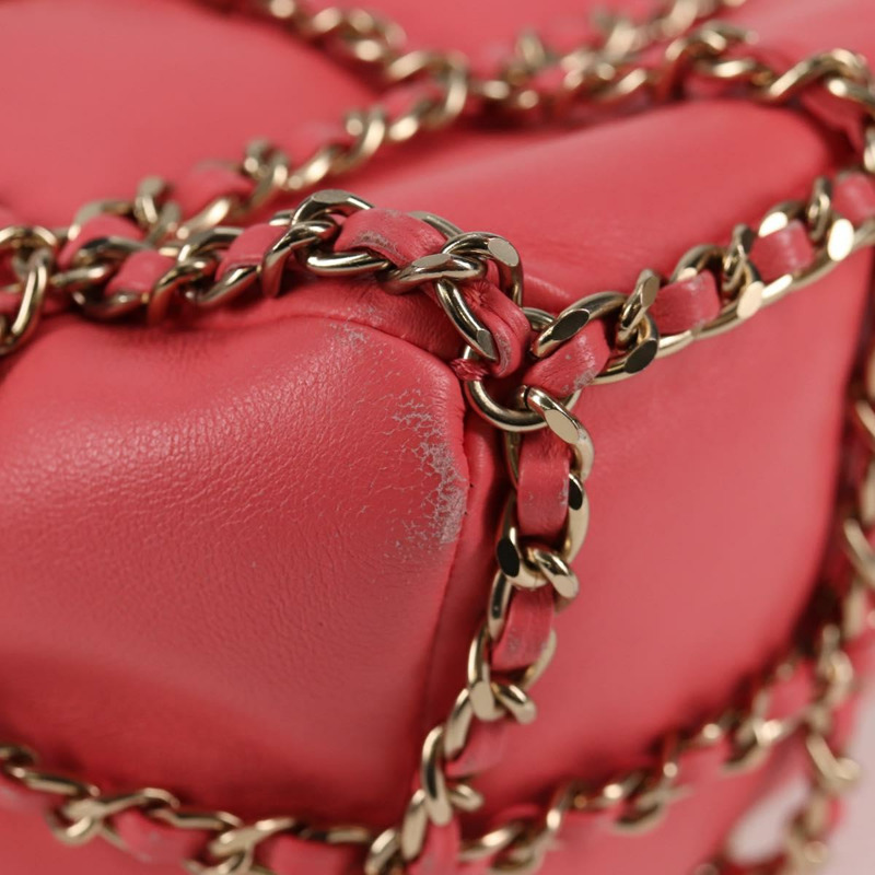 【日本直送】香奈兒鏈單肩包 羊皮 粉紅色 金 CC 標誌 正品 126608SAM-14