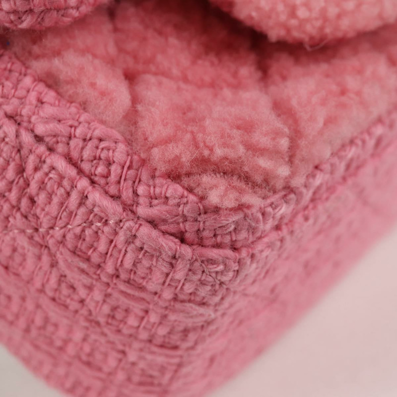 【日本直送】香奈兒 (CHANEL) 絎縫鏈條肩背包，羊毛材質，粉紅色，金色雙C標誌，正品編號 128240SM-14