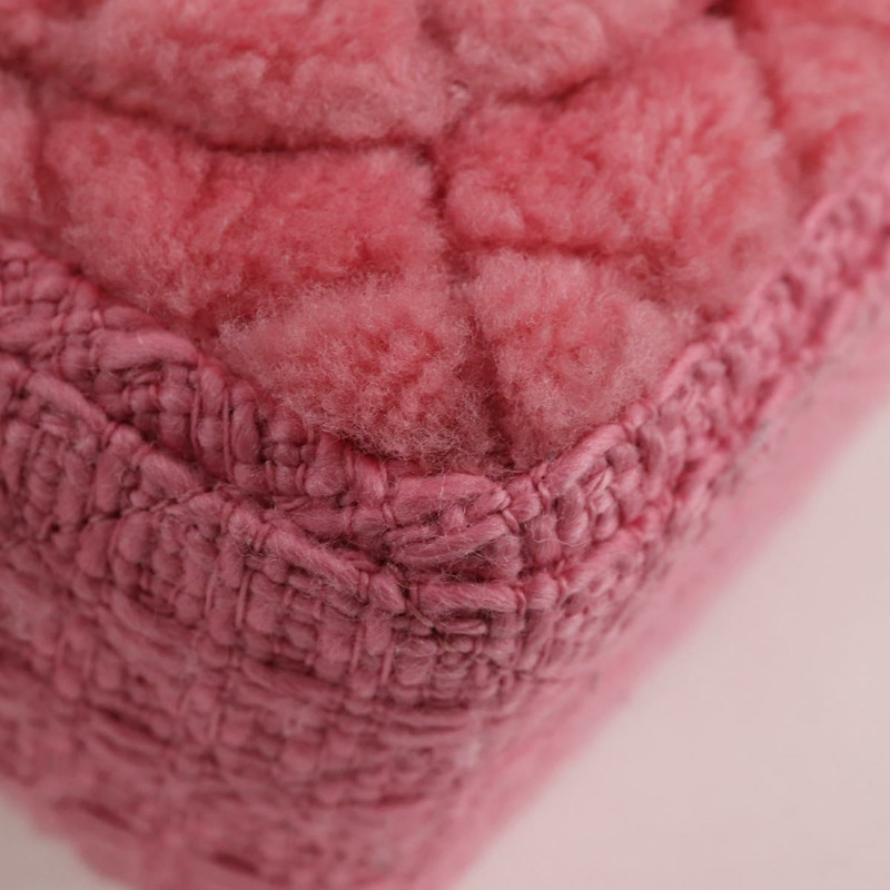 【日本直送】香奈兒 (CHANEL) 絎縫鏈條肩背包，羊毛材質，粉紅色，金色雙C標誌，正品編號 128240SM-16