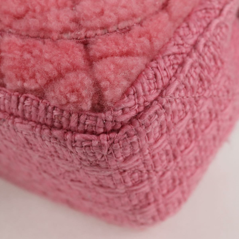 【日本直送】香奈兒 (CHANEL) 絎縫鏈條肩背包，羊毛材質，粉紅色，金色雙C標誌，正品編號 128240SM-17