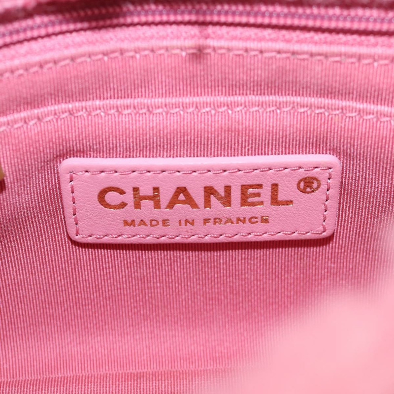 【日本直送】香奈兒 (CHANEL) 絎縫鏈條肩背包，羊毛材質，粉紅色，金色雙C標誌，正品編號 128240SM-21