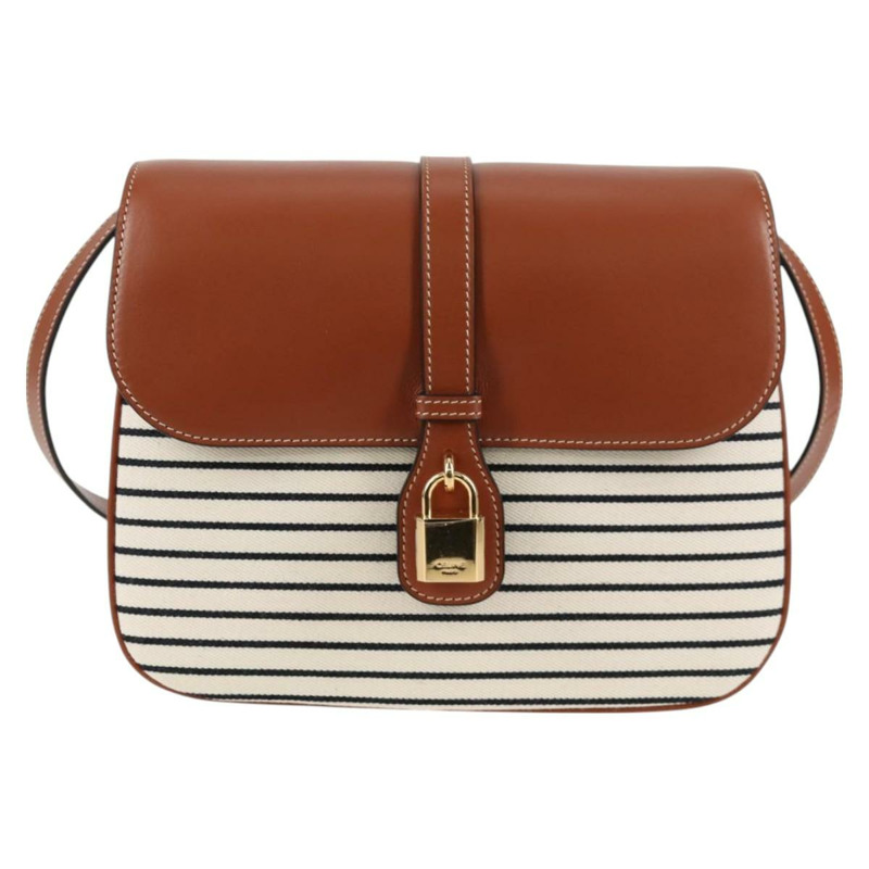 【日本直送】CELINE 肩背包 帆布 皮革 棕色 金色 正品 125821SAM-12