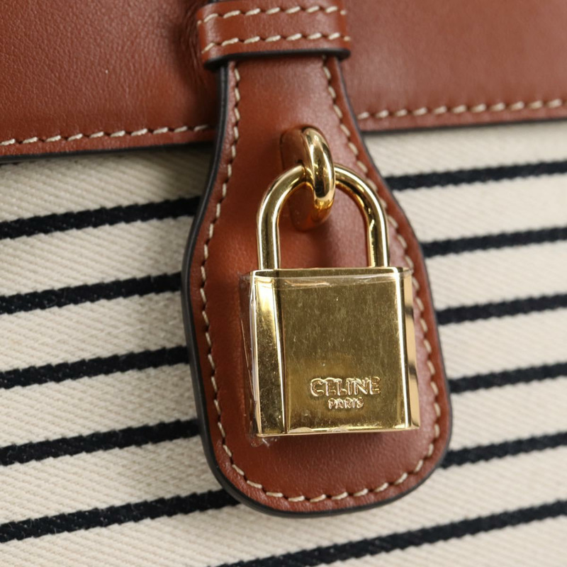 【日本直送】CELINE 肩背包 帆布 皮革 棕色 金色 正品 125821SAM-16