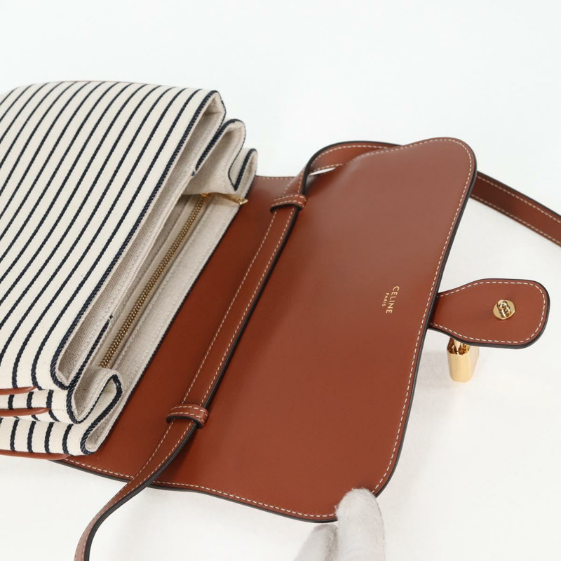 【日本直送】CELINE 肩背包 帆布 皮革 棕色 金色 正品 125821SAM-17