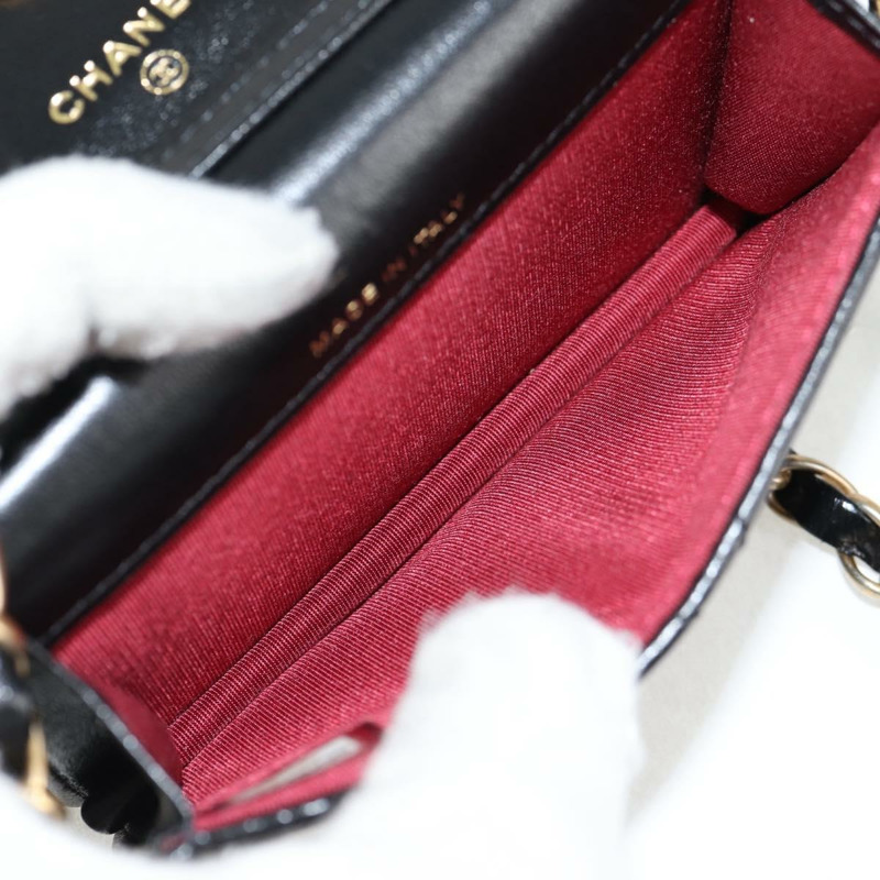 【日本直送】香奈兒 (CHANEL) 絎縫鏈條單肩包，羊皮材質，黑色，金色雙C標誌，貨號 127795SA-8