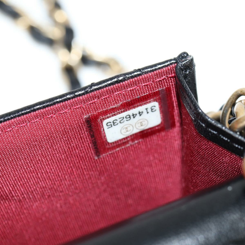 【日本直送】香奈兒 (CHANEL) 絎縫鏈條單肩包，羊皮材質，黑色，金色雙C標誌，貨號 127795SA-9