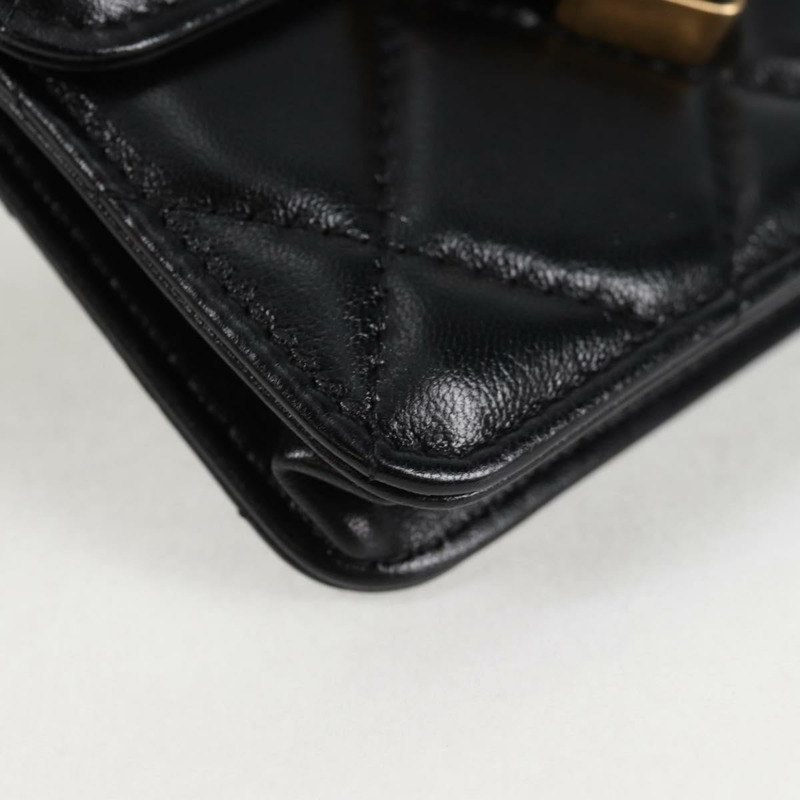 【日本直送】香奈兒 (CHANEL) 絎縫鏈條單肩包，羊皮材質，黑色，金色雙C標誌，貨號 127795SA-14