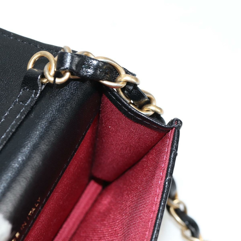 【日本直送】香奈兒 (CHANEL) 絎縫鏈條單肩包，羊皮材質，黑色，金色雙C標誌，貨號 127795SA-20