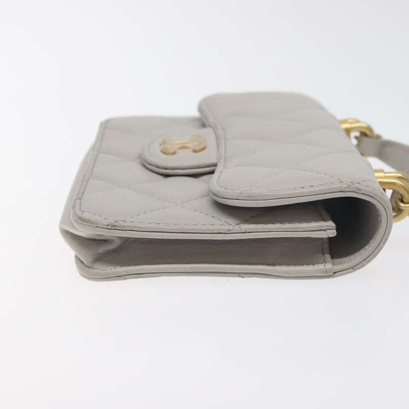 【日本直送】香奈兒 (CHANEL) Matelasse 鏈條錢包單肩包 羊皮 灰色 金 CC 標誌 Auth 128807SAM-2