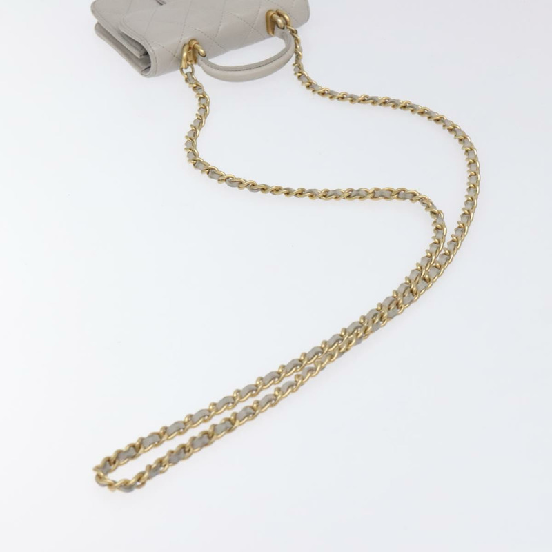 【日本直送】香奈兒 (CHANEL) Matelasse 鏈條錢包單肩包 羊皮 灰色 金 CC 標誌 Auth 128807SAM-8