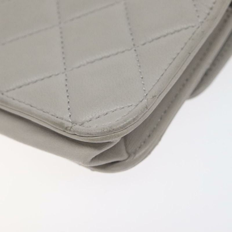 【日本直送】香奈兒 (CHANEL) Matelasse 鏈條錢包單肩包 羊皮 灰色 金 CC 標誌 Auth 128807SAM-15