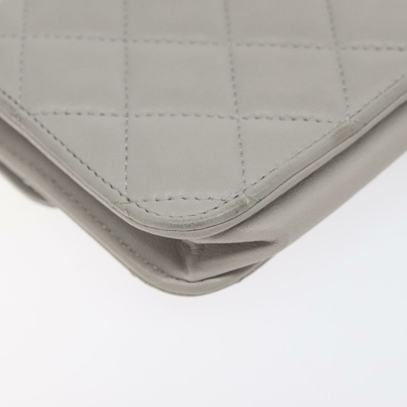 【日本直送】香奈兒 (CHANEL) Matelasse 鏈條錢包單肩包 羊皮 灰色 金 CC 標誌 Auth 128807SAM-16