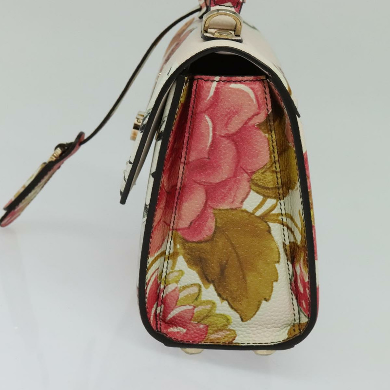 【日本直送】Salvatore Ferragamo Gancini 鏈條手提包 皮革 2way 粉金配色 Auth 131645SM-4