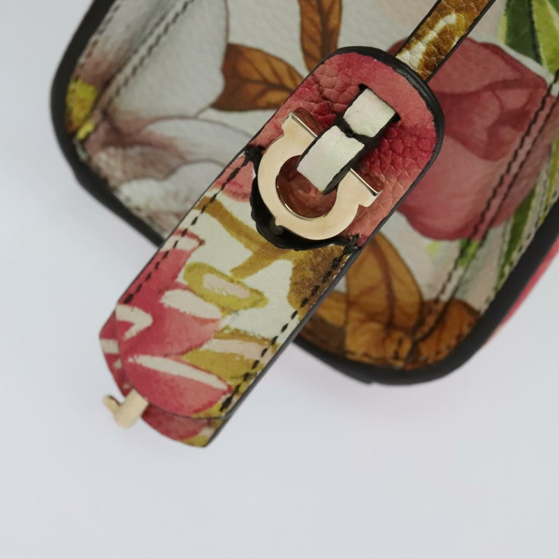 【日本直送】Salvatore Ferragamo Gancini 鏈條手提包 皮革 2way 粉金配色 Auth 131645SM-14