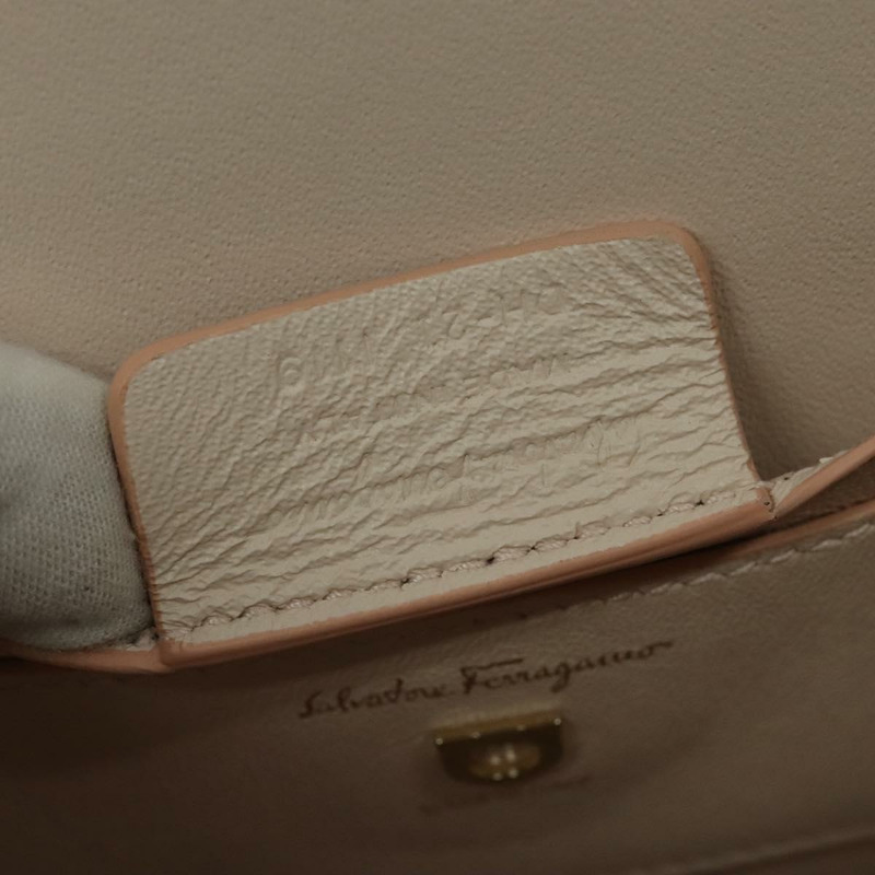 【日本直送】Salvatore Ferragamo Gancini 鏈條手提包 皮革 2way 粉金配色 Auth 131645SM-20