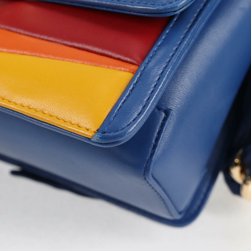 【日本直送】Salvatore Ferragamo Gancini 鏈條單肩包，皮革材質，藍色金色，正品，貨號 131644SM-14