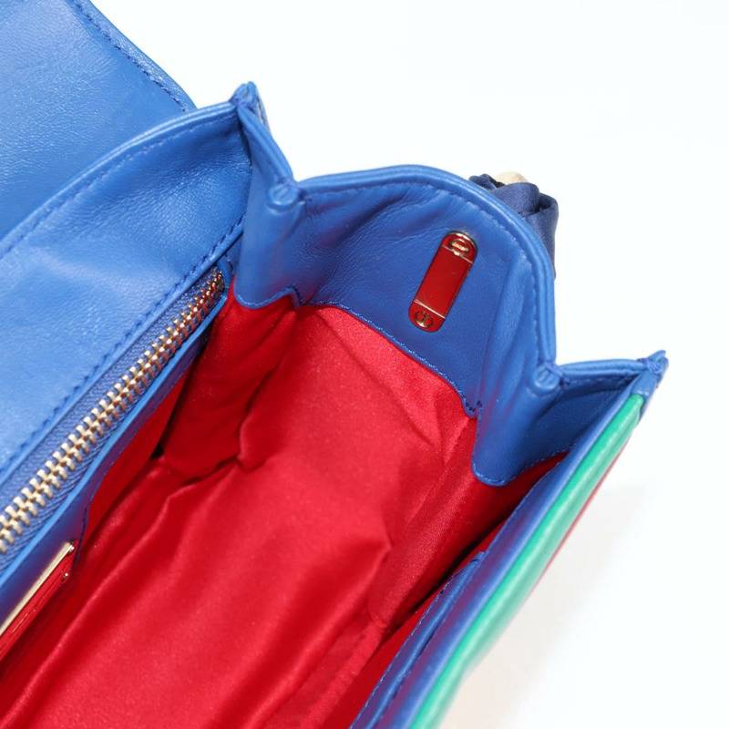 【日本直送】Salvatore Ferragamo Gancini 鏈條單肩包，皮革材質，藍色金色，正品，貨號 131644SM-21