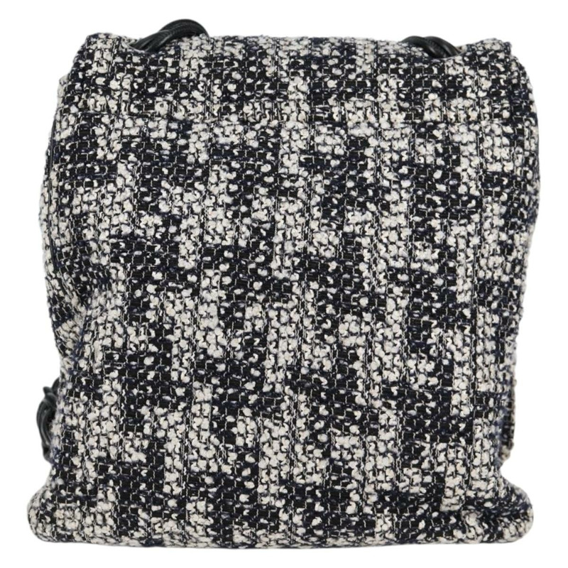 【日本直送】香奈兒鏈條肩背包，斜紋軟呢布料，黑色，銀色雙C標誌，正品編號131083SM-1