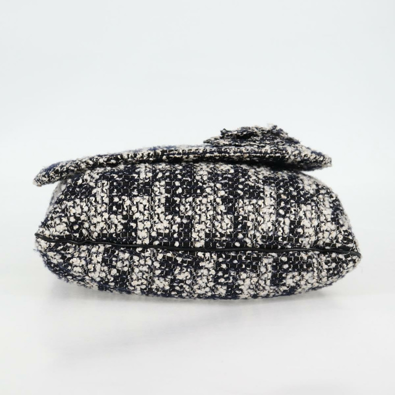 【日本直送】香奈兒鏈條肩背包，斜紋軟呢布料，黑色，銀色雙C標誌，正品編號131083SM-4