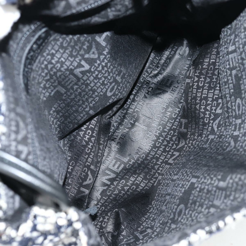 【日本直送】香奈兒鏈條肩背包，斜紋軟呢布料，黑色，銀色雙C標誌，正品編號131083SM-8