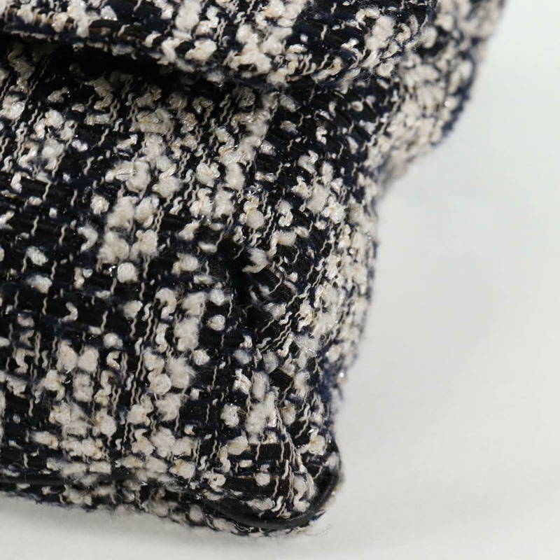 【日本直送】香奈兒鏈條肩背包，斜紋軟呢布料，黑色，銀色雙C標誌，正品編號131083SM-16