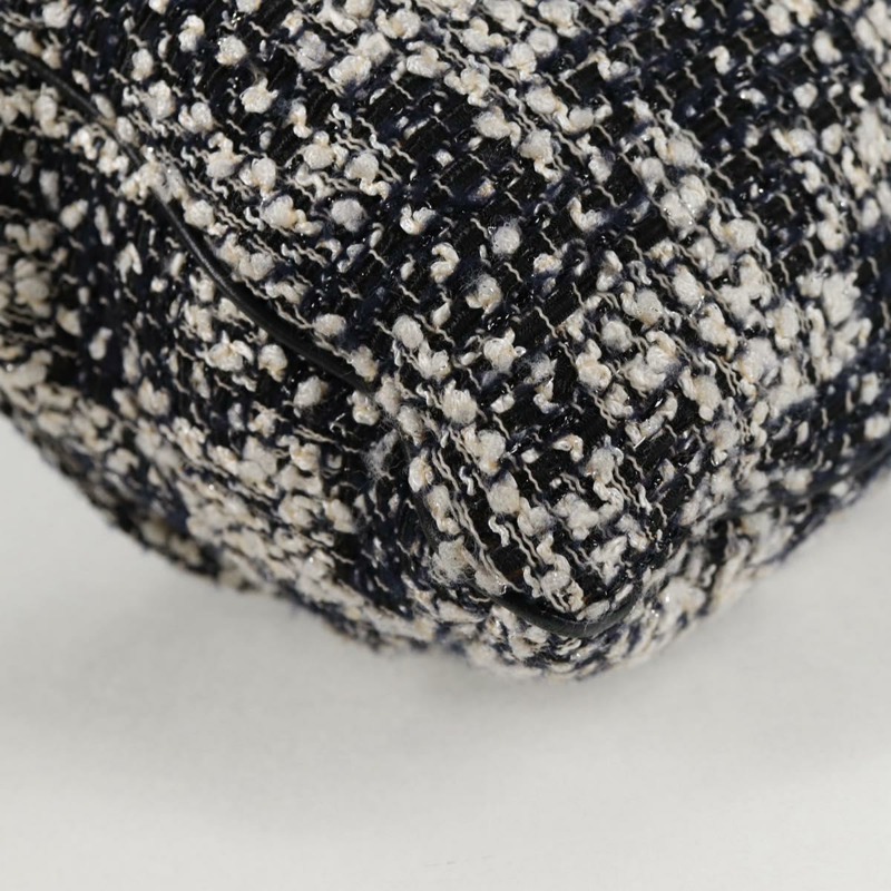 【日本直送】香奈兒鏈條肩背包，斜紋軟呢布料，黑色，銀色雙C標誌，正品編號131083SM-17