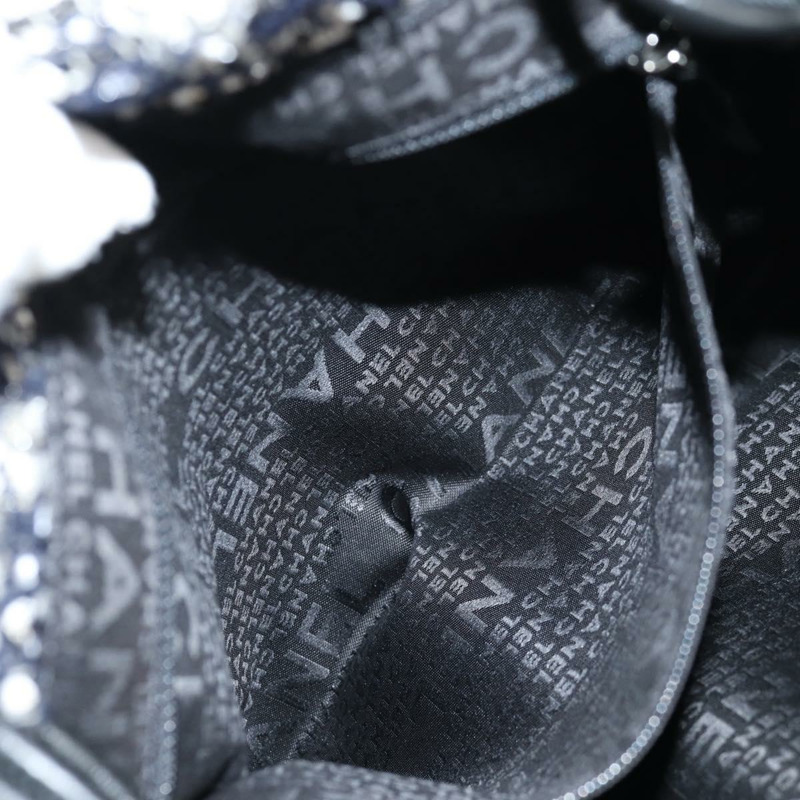 【日本直送】香奈兒鏈條肩背包，斜紋軟呢布料，黑色，銀色雙C標誌，正品編號131083SM-27