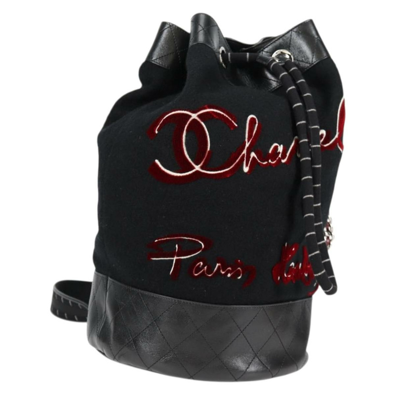 【日本直送】香奈兒 (CHANEL) 雙色肩背包，羊毛皮革，黑色，CC標誌，貨號130048SM-0