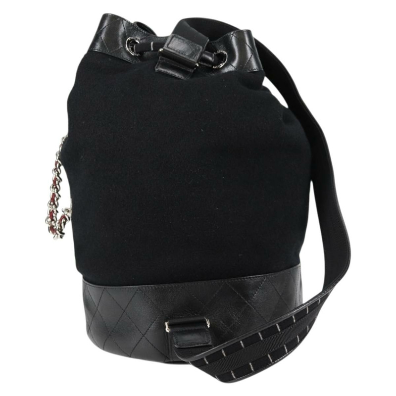 【日本直送】香奈兒 (CHANEL) 雙色肩背包，羊毛皮革，黑色，CC標誌，貨號130048SM-1