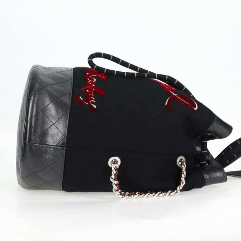 【日本直送】香奈兒 (CHANEL) 雙色肩背包，羊毛皮革，黑色，CC標誌，貨號130048SM-3