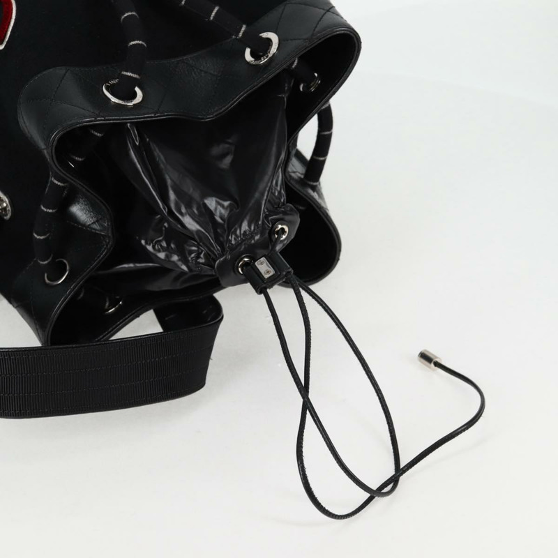 【日本直送】香奈兒 (CHANEL) 雙色肩背包，羊毛皮革，黑色，CC標誌，貨號130048SM-7