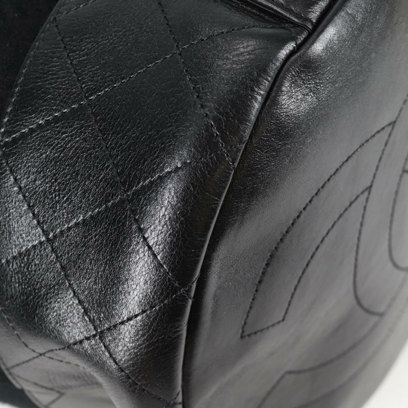 【日本直送】香奈兒 (CHANEL) 雙色肩背包，羊毛皮革，黑色，CC標誌，貨號130048SM-16