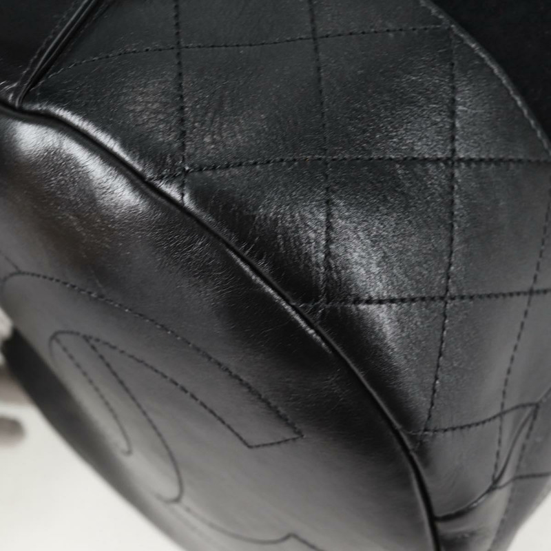 【日本直送】香奈兒 (CHANEL) 雙色肩背包，羊毛皮革，黑色，CC標誌，貨號130048SM-17