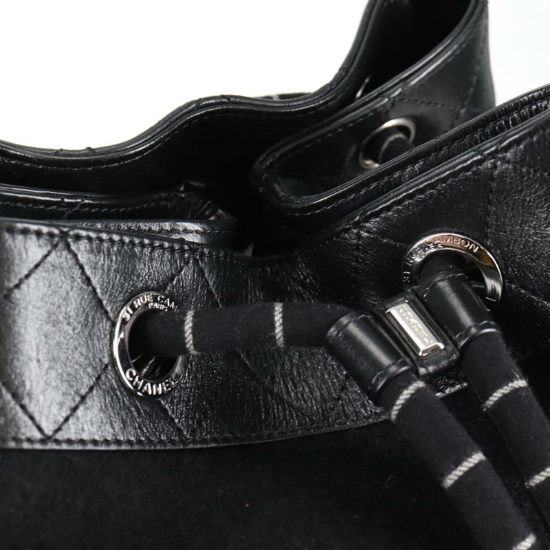 【日本直送】香奈兒 (CHANEL) 雙色肩背包，羊毛皮革，黑色，CC標誌，貨號130048SM-21