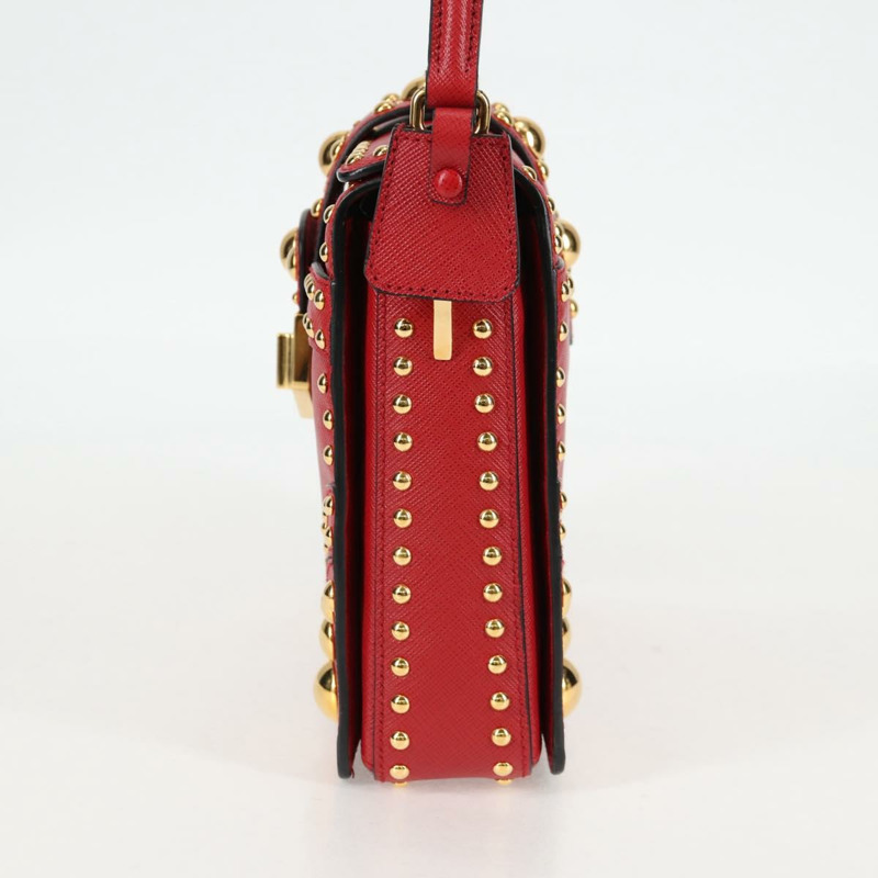 【日本直送】PRADA Safiano 皮革紅色金色肩包，正品編號 131786SAM-2